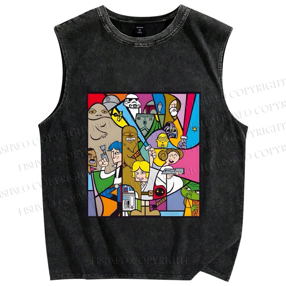 Unisex Star Wars Printed Washed Tank Top