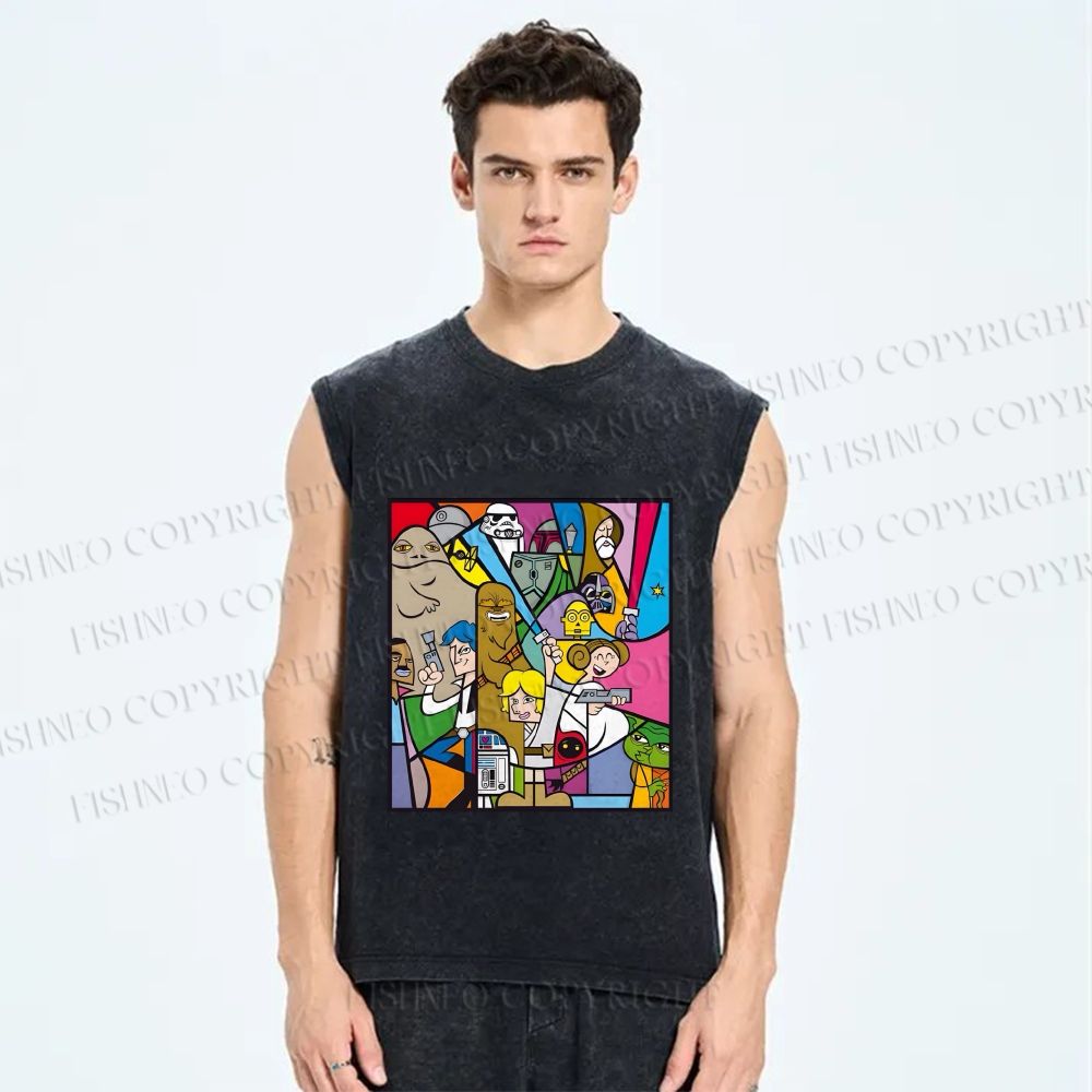 Unisex Star Wars Printed Washed Tank Top