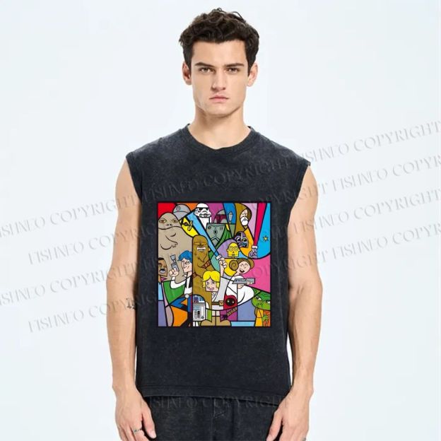 Unisex Star Wars Printed Washed Tank Top