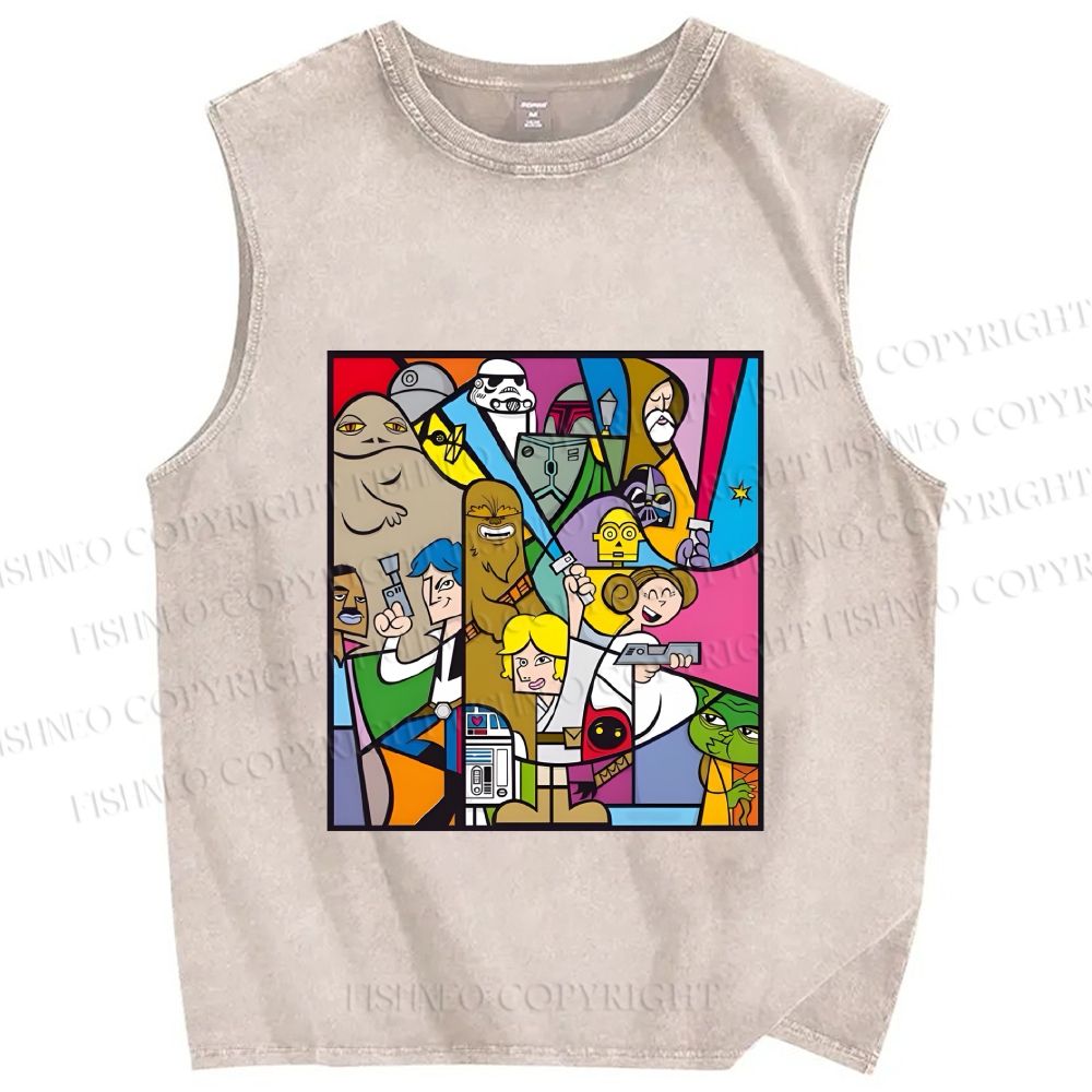 Unisex Star Wars Printed Washed Tank Top