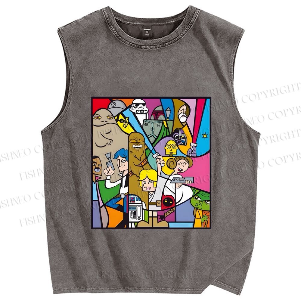 Unisex Star Wars Printed Washed Tank Top