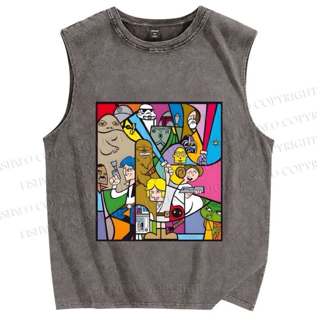 Unisex Star Wars Printed Washed Tank Top