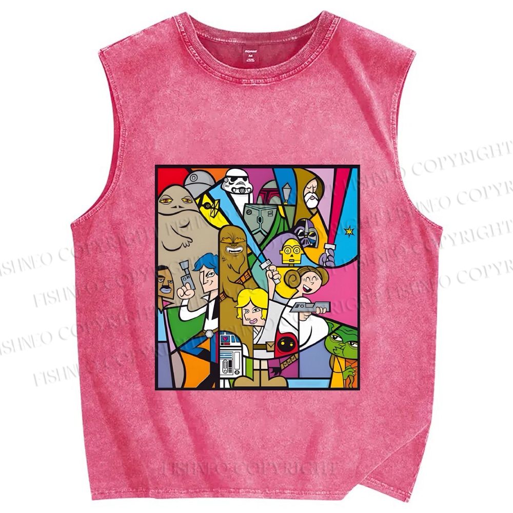 Unisex Star Wars Printed Washed Tank Top