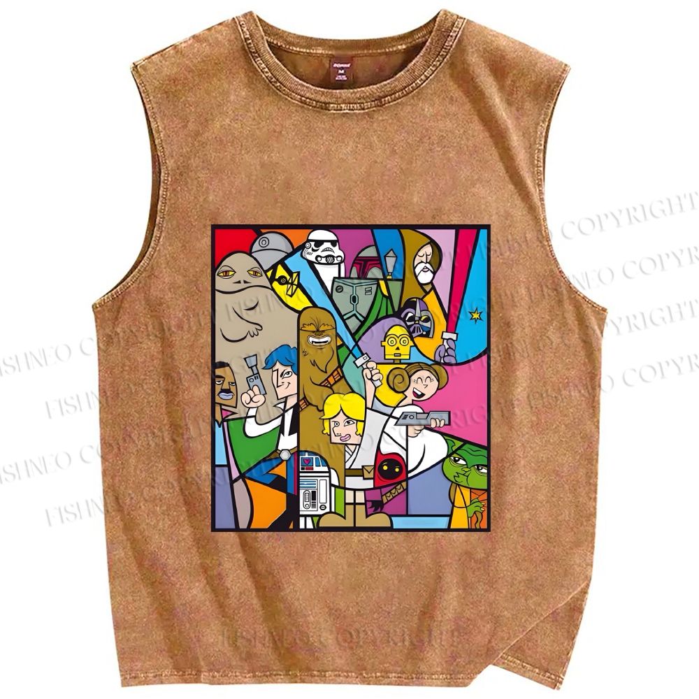 Unisex Star Wars Printed Washed Tank Top
