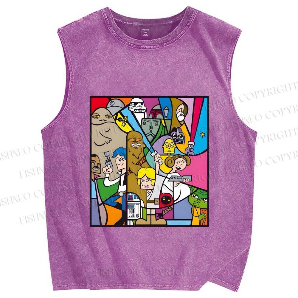 Unisex Star Wars Printed Washed Tank Top