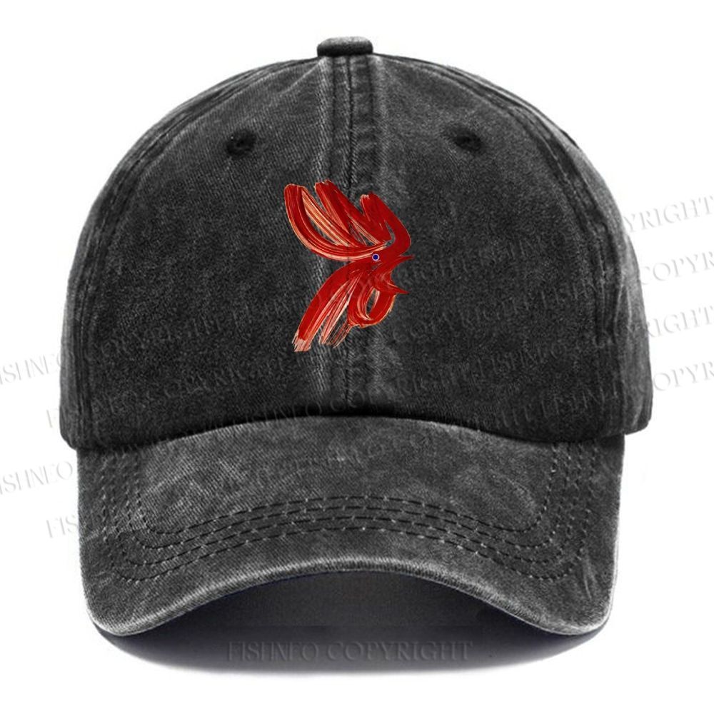 Unisex Vintage Calligraphy Art Chicken Printed Casual Washed Cap