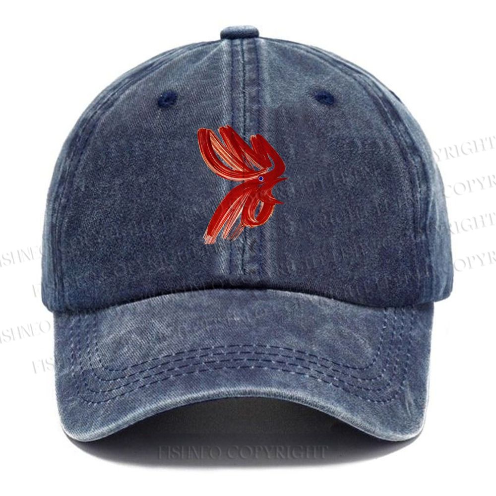 Unisex Vintage Calligraphy Art Chicken Printed Casual Washed Cap
