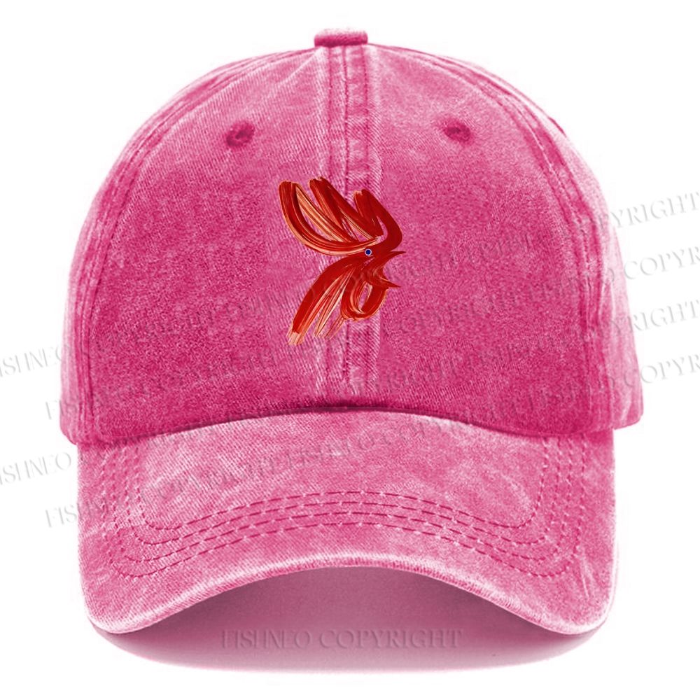 Unisex Vintage Calligraphy Art Chicken Printed Casual Washed Cap