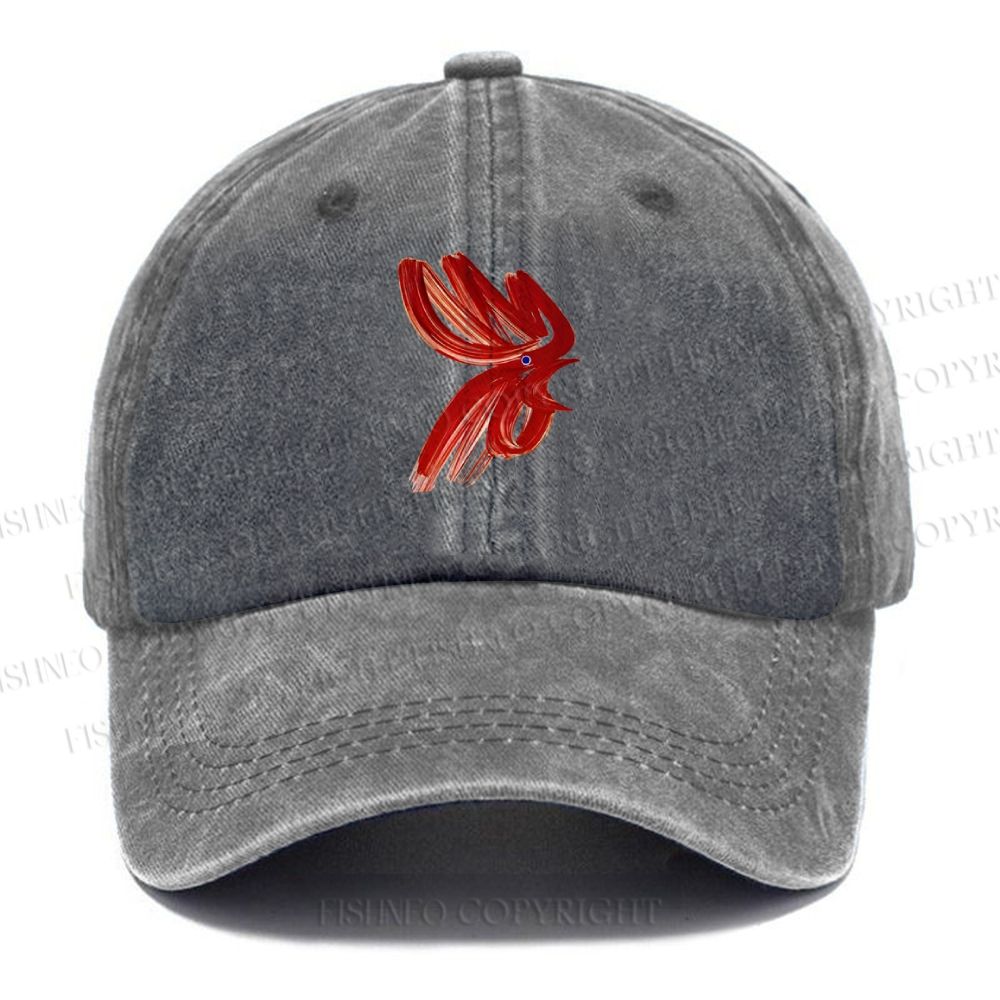 Unisex Vintage Calligraphy Art Chicken Printed Casual Washed Cap