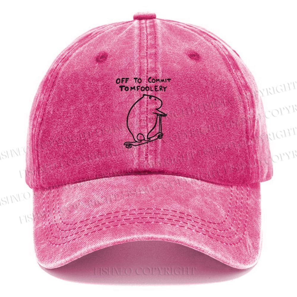 Unisex Vintage Capybara Is Ready To Do Something Bad Printed Casual Washed Cap