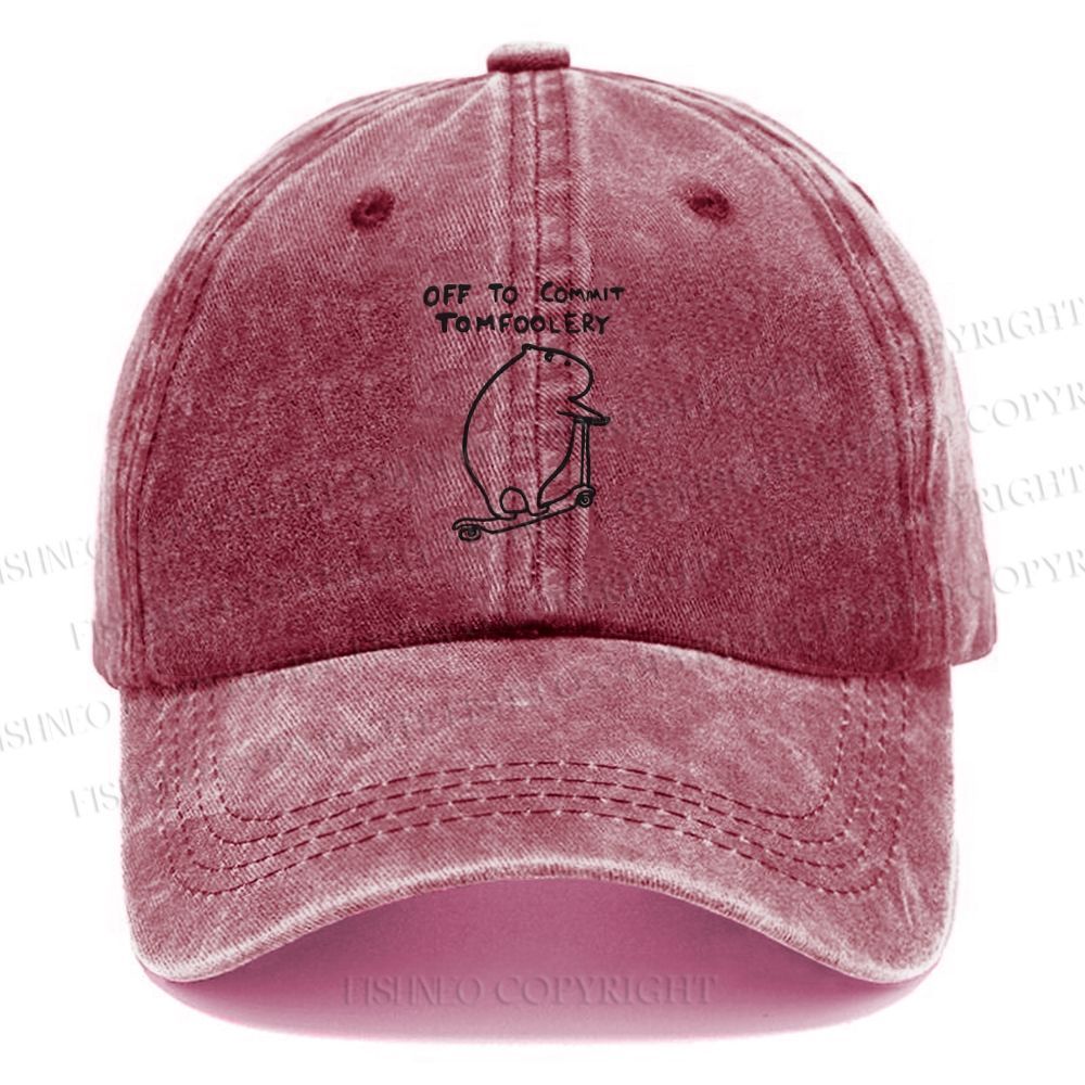 Unisex Vintage Capybara Is Ready To Do Something Bad Printed Casual Washed Cap