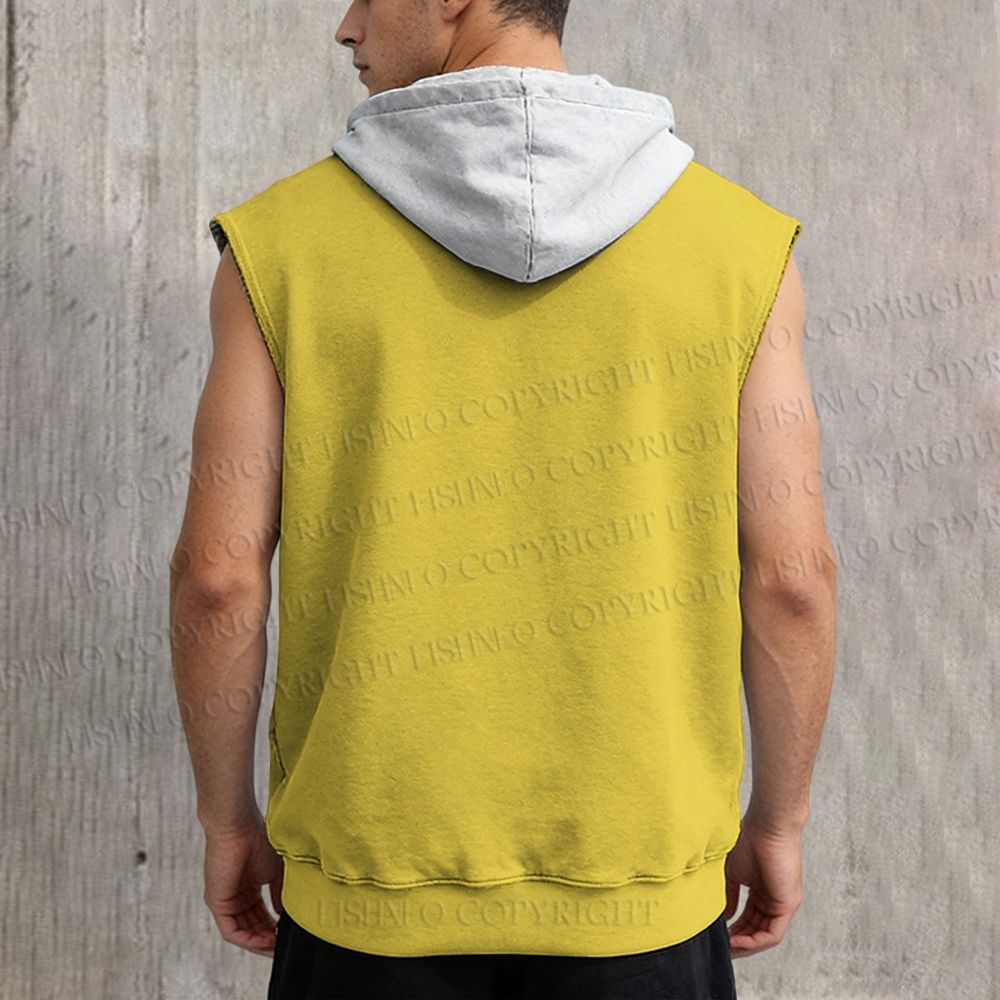 Unisex Vintage Bird in Flowers Printed Sleeveless Hoodie