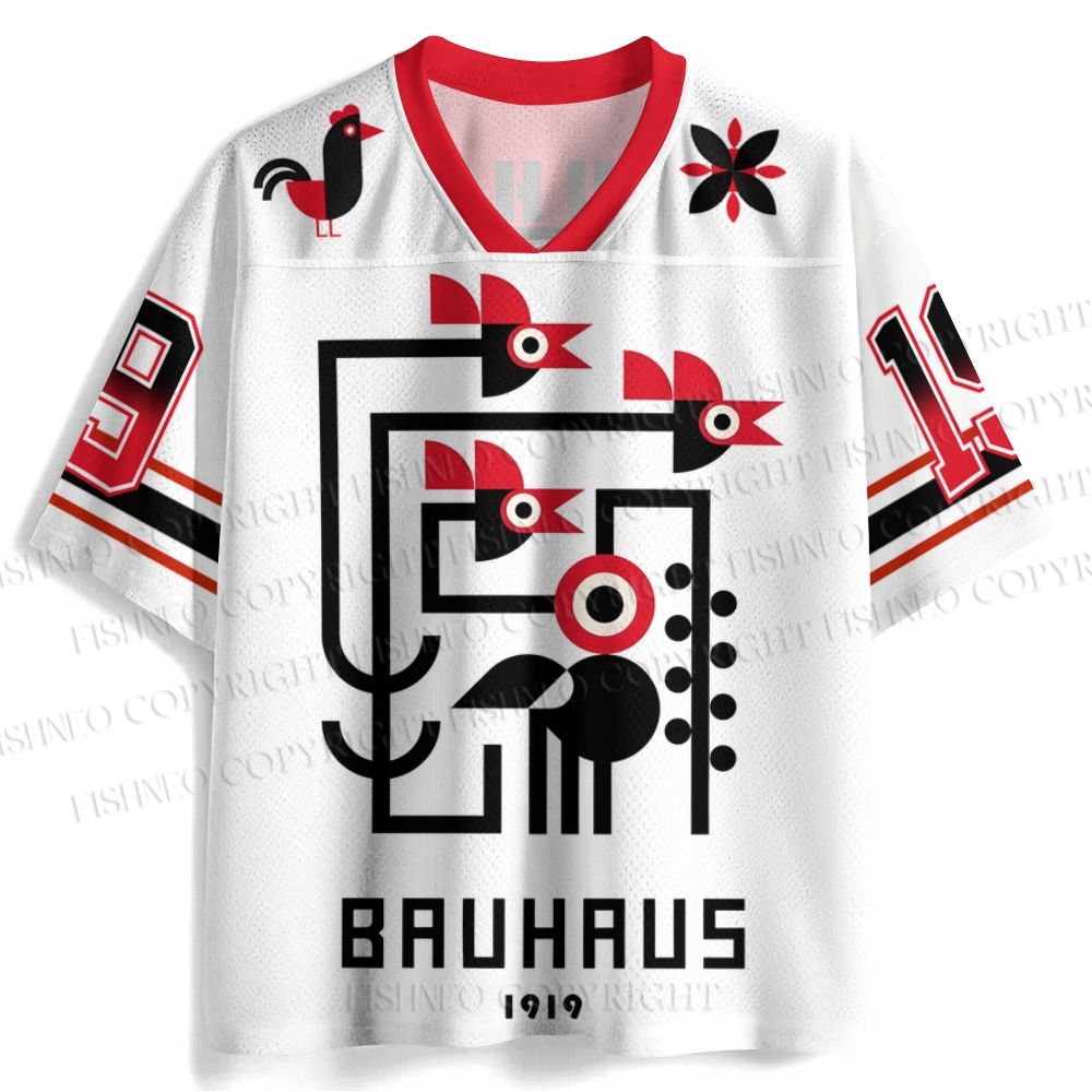 Bauhaus Geometric Bird Printed Jersey Shirts