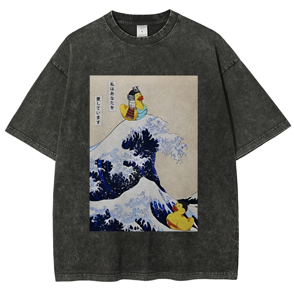 Samurai Duck And Sumo Duck Washed T-Shirt