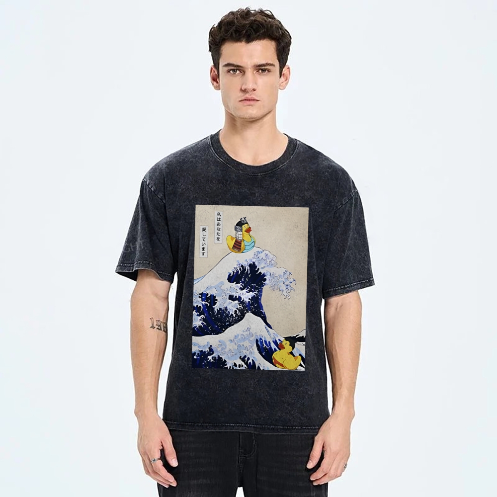 Samurai Duck And Sumo Duck Washed T-Shirt