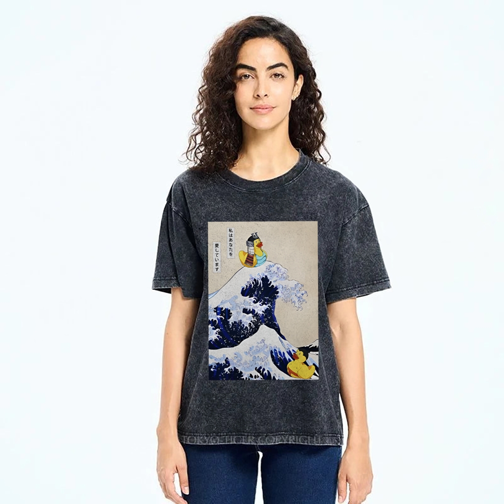 Samurai Duck And Sumo Duck Washed T-Shirt