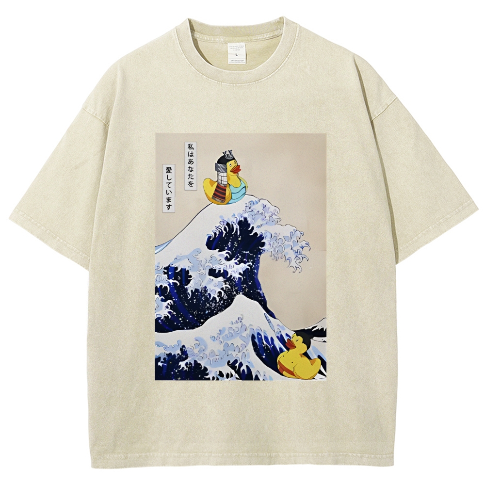 Samurai Duck And Sumo Duck Washed T-Shirt