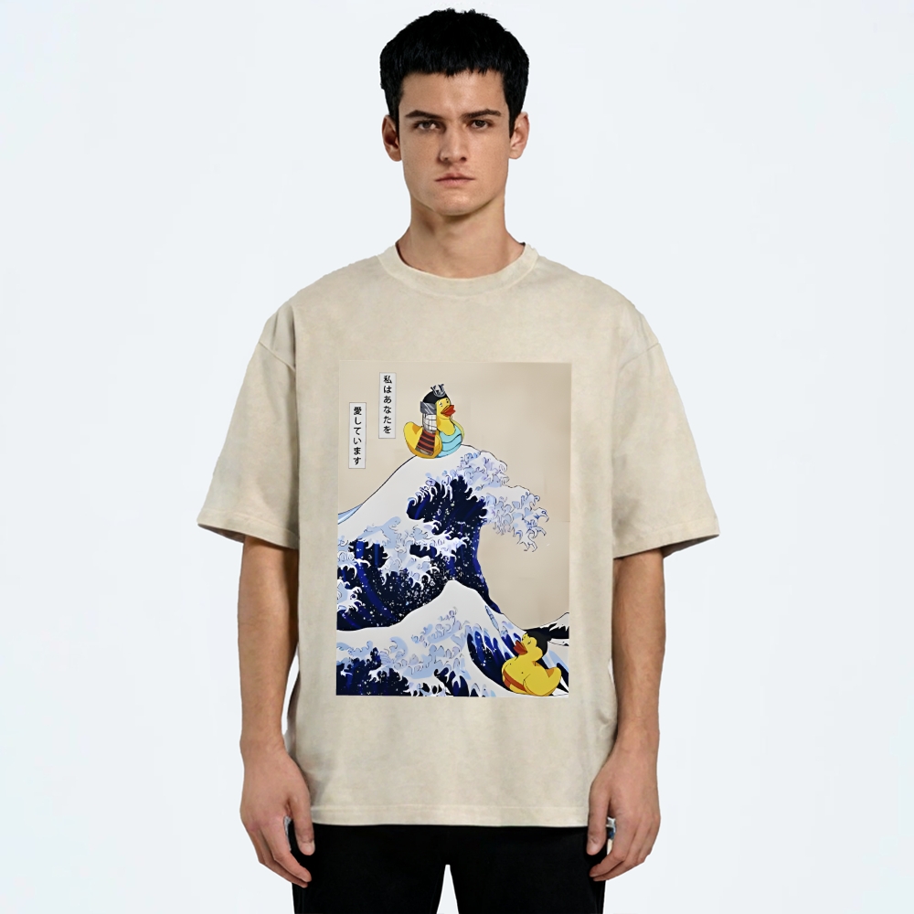 Samurai Duck And Sumo Duck Washed T-Shirt