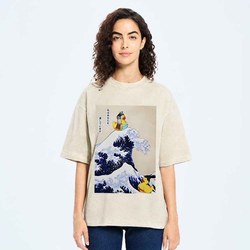 Samurai Duck And Sumo Duck Washed T-Shirt