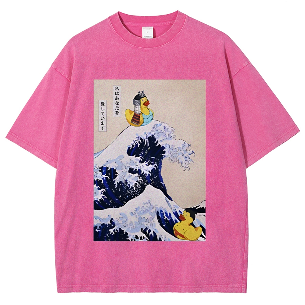 Samurai Duck And Sumo Duck Washed T-Shirt