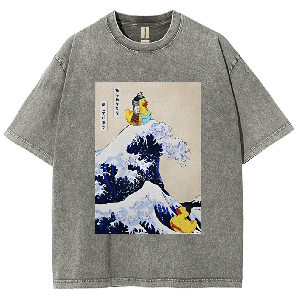 Samurai Duck And Sumo Duck Washed T-Shirt