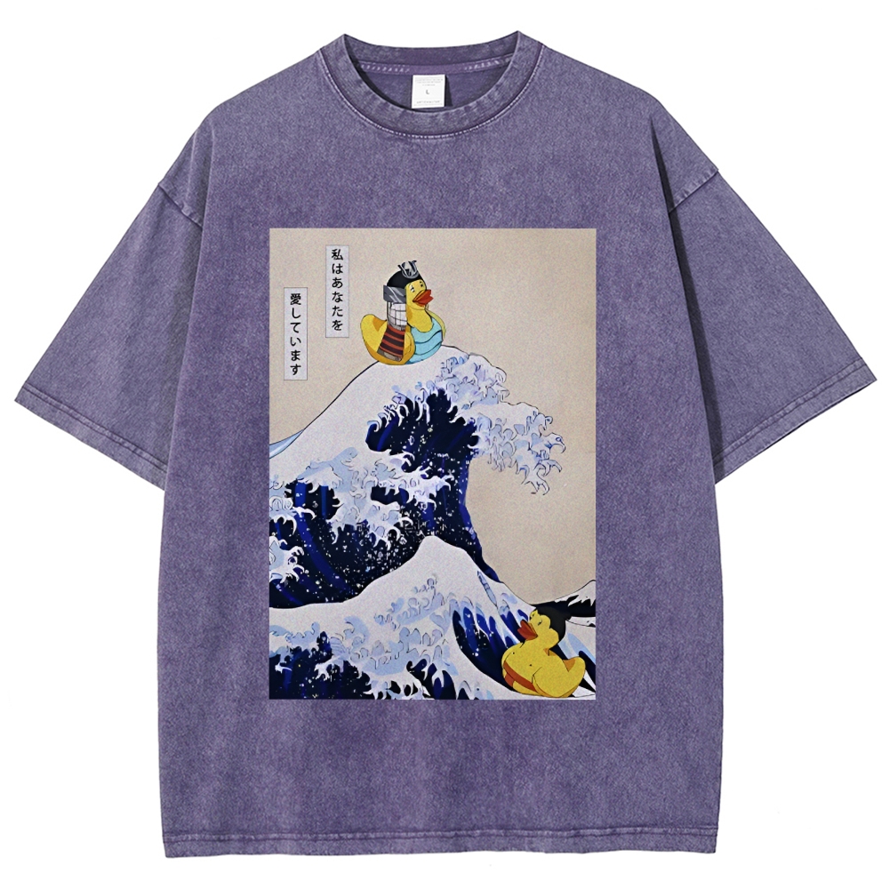 Samurai Duck And Sumo Duck Washed T-Shirt