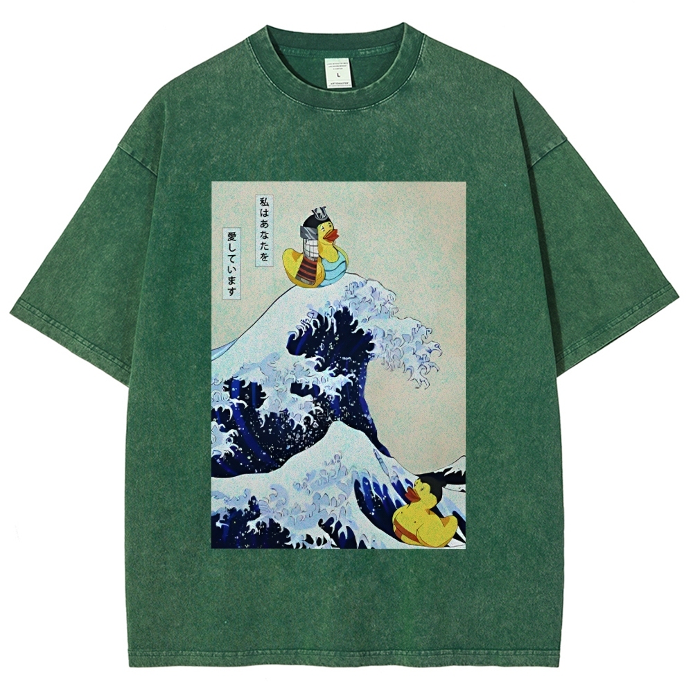 Samurai Duck And Sumo Duck Washed T-Shirt