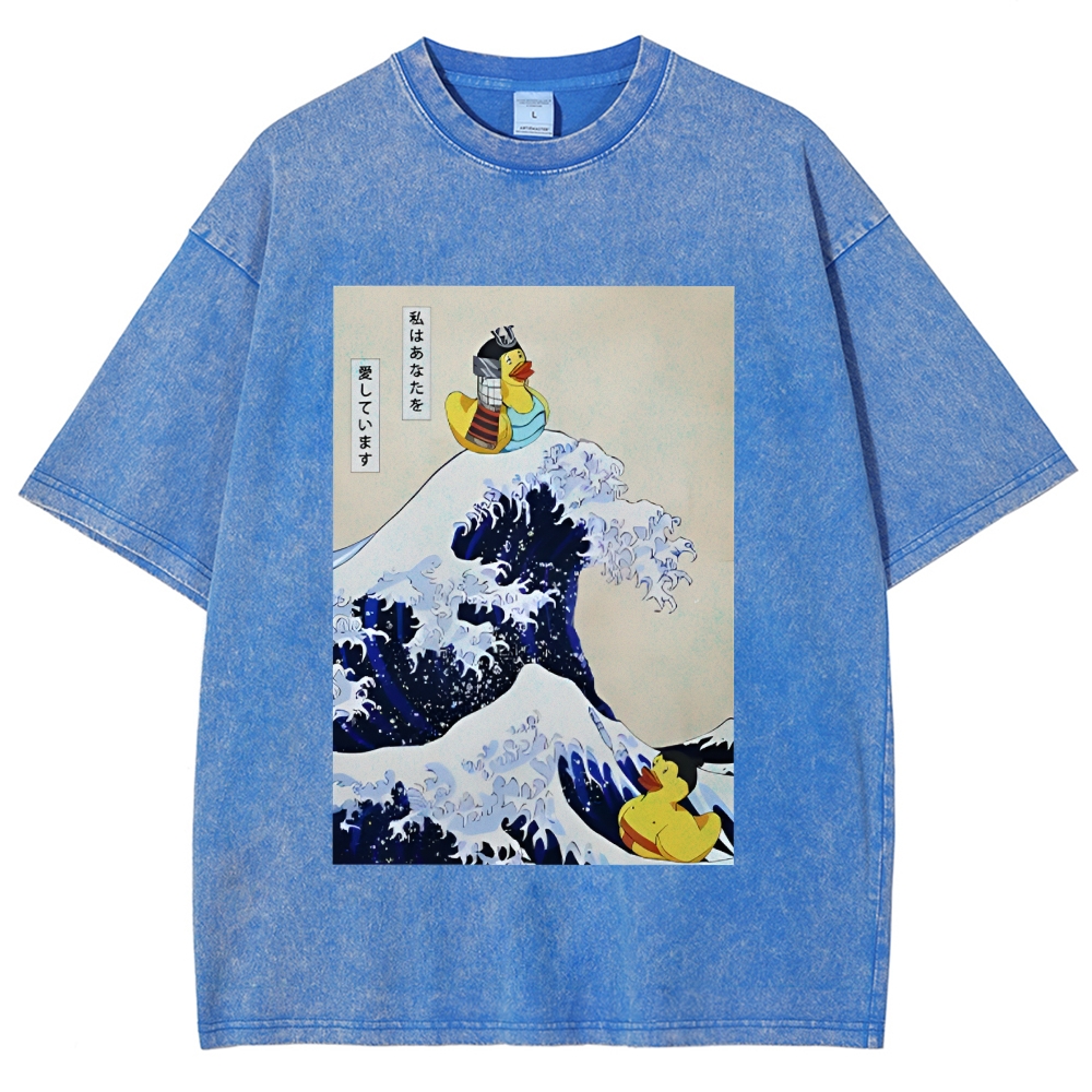 Samurai Duck And Sumo Duck Washed T-Shirt