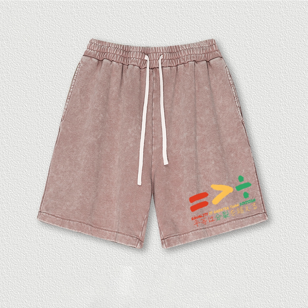 Equality Is Greater Than Division Cotton Casual Shorts