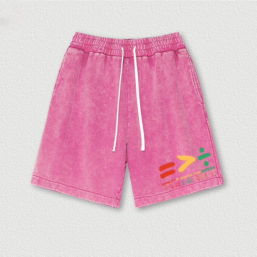 Equality Is Greater Than Division Cotton Casual Shorts