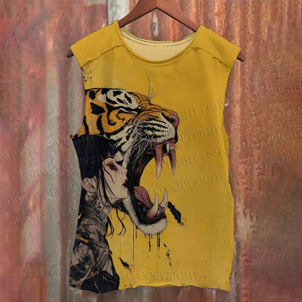 Unisex Casual Tiger Face Woman Printed Tank Top