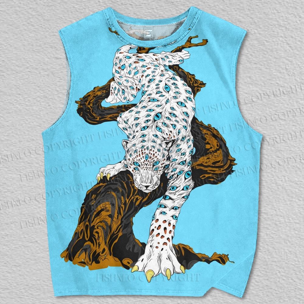 Unisex Artistic Leopard Eyes Printed Tank Top