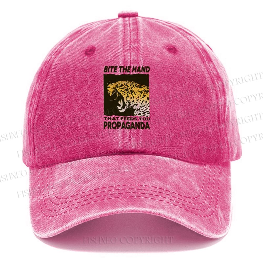 Unisex Bite the Hand That Feeds You Propaganda Panther Vintage Casual Washed Cap