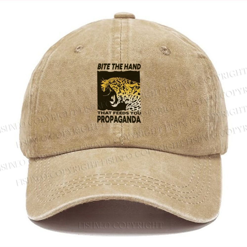 Unisex Bite the Hand That Feeds You Propaganda Panther Vintage Casual Washed Cap