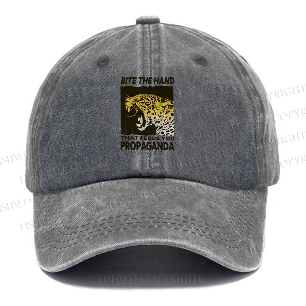 Unisex Bite the Hand That Feeds You Propaganda Panther Vintage Casual Washed Cap