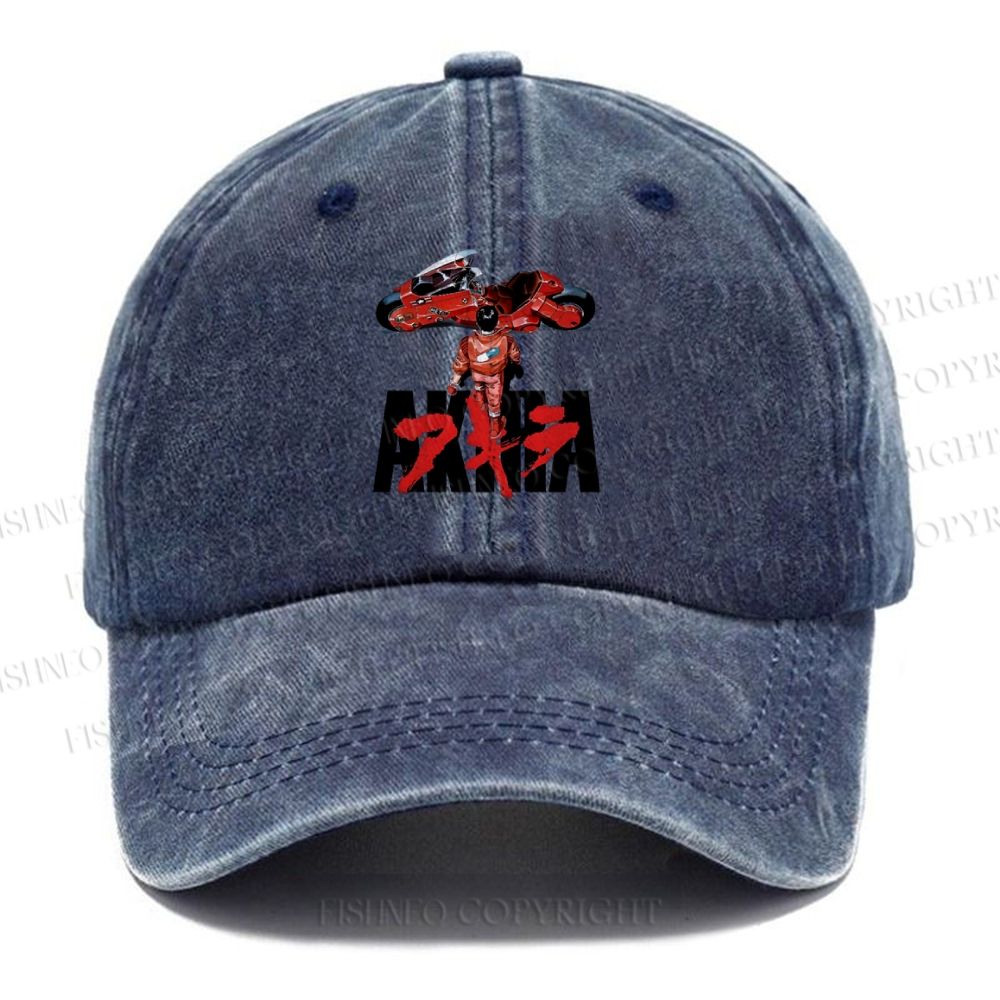 Unisex Vintage Casual Akira Printed Washed Cap