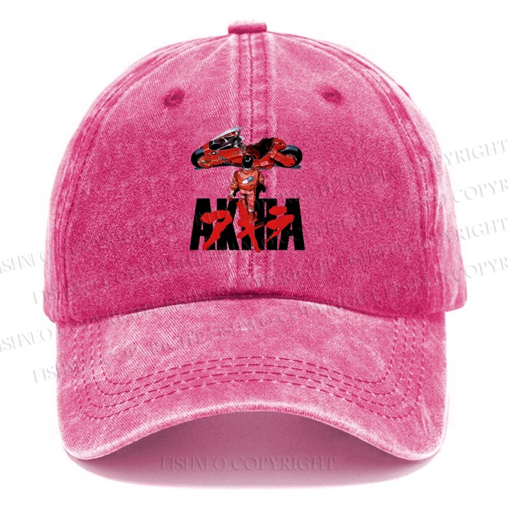 Unisex Vintage Casual Akira Printed Washed Cap