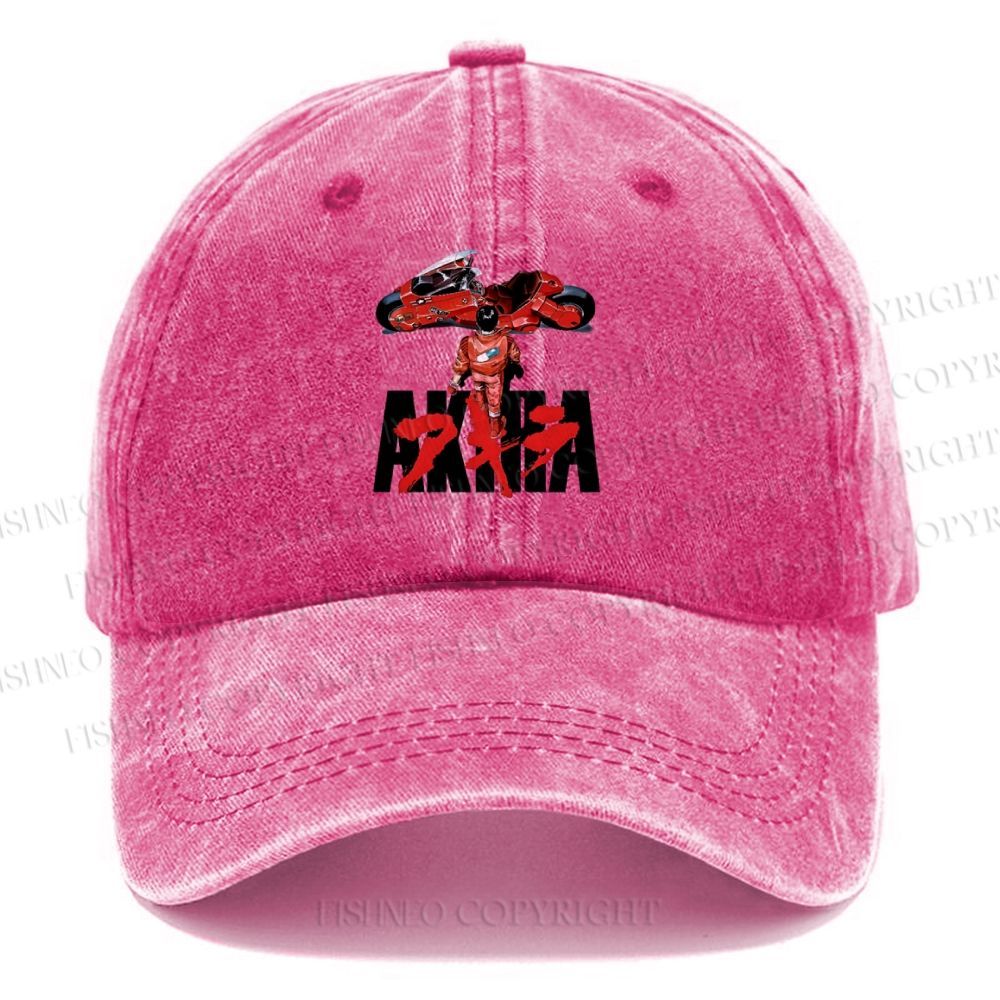 Unisex Vintage Casual Akira Printed Washed Cap