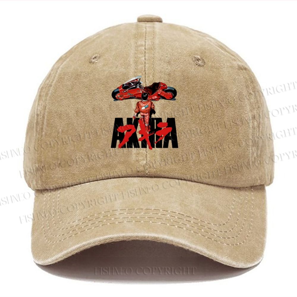 Unisex Vintage Casual Akira Printed Washed Cap