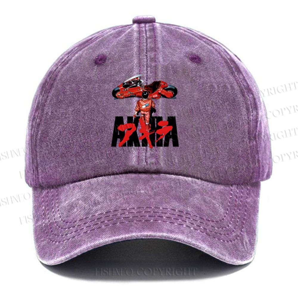 Unisex Vintage Casual Akira Printed Washed Cap