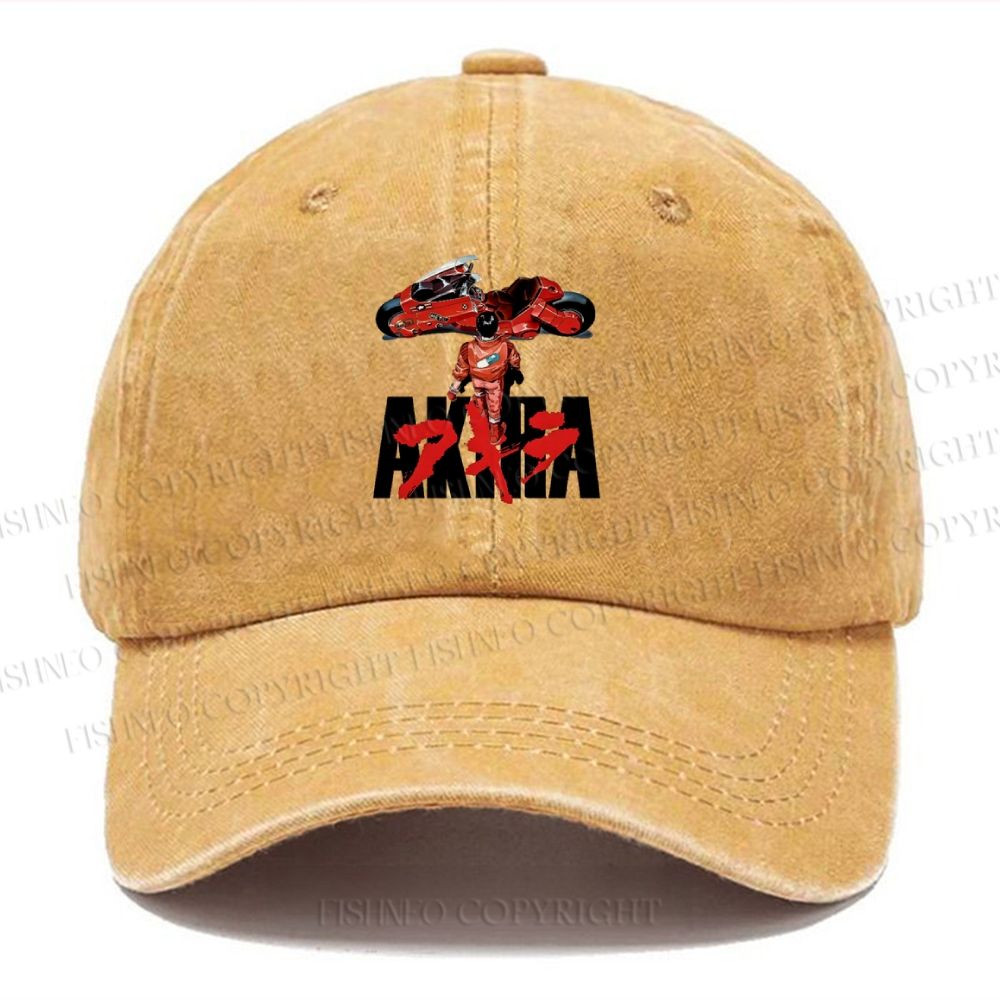 Unisex Vintage Casual Akira Printed Washed Cap