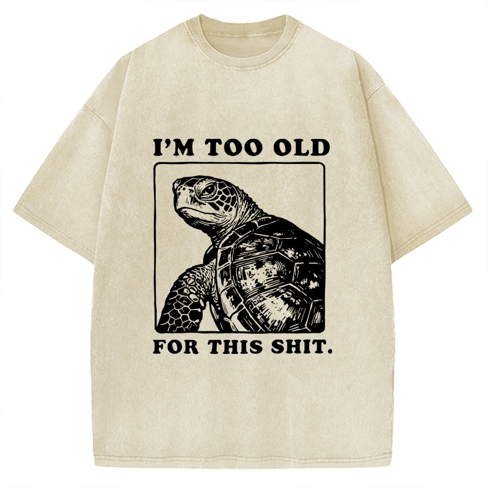 Unisex Turtle I Quit Meme Energy Printed Washed Tee