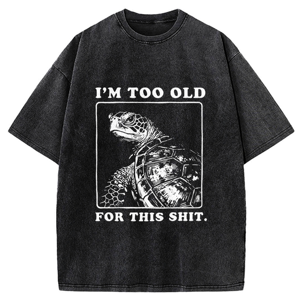 Unisex Turtle I Quit Meme Energy Printed Washed Tee