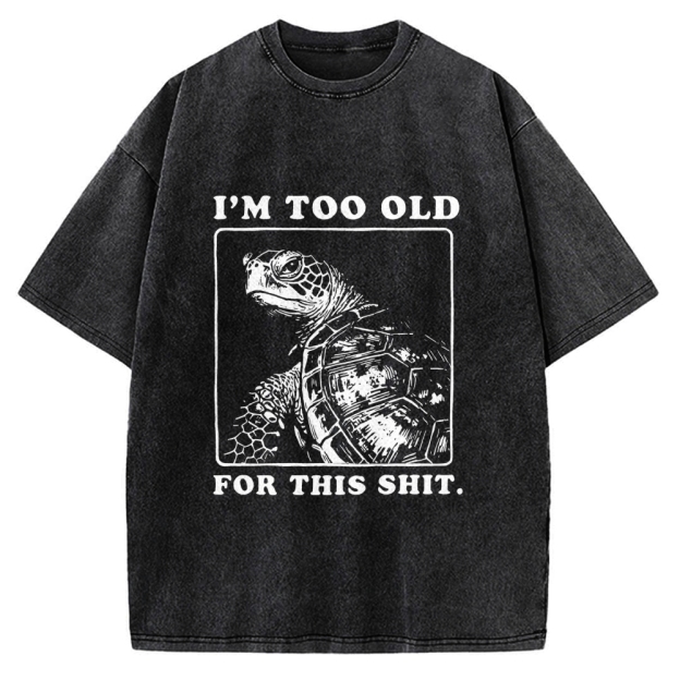 Unisex Turtle I Quit Meme Energy Printed Washed Tee