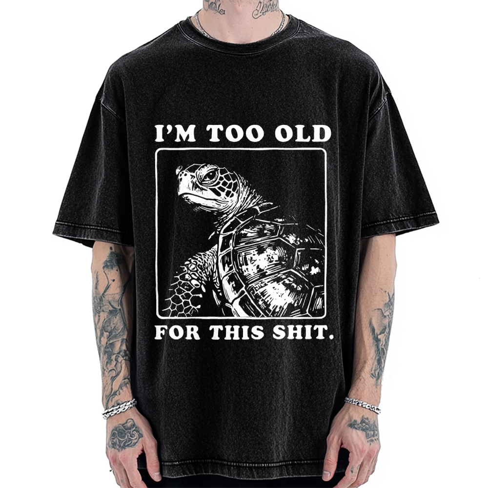 Unisex Turtle I Quit Meme Energy Printed Washed Tee