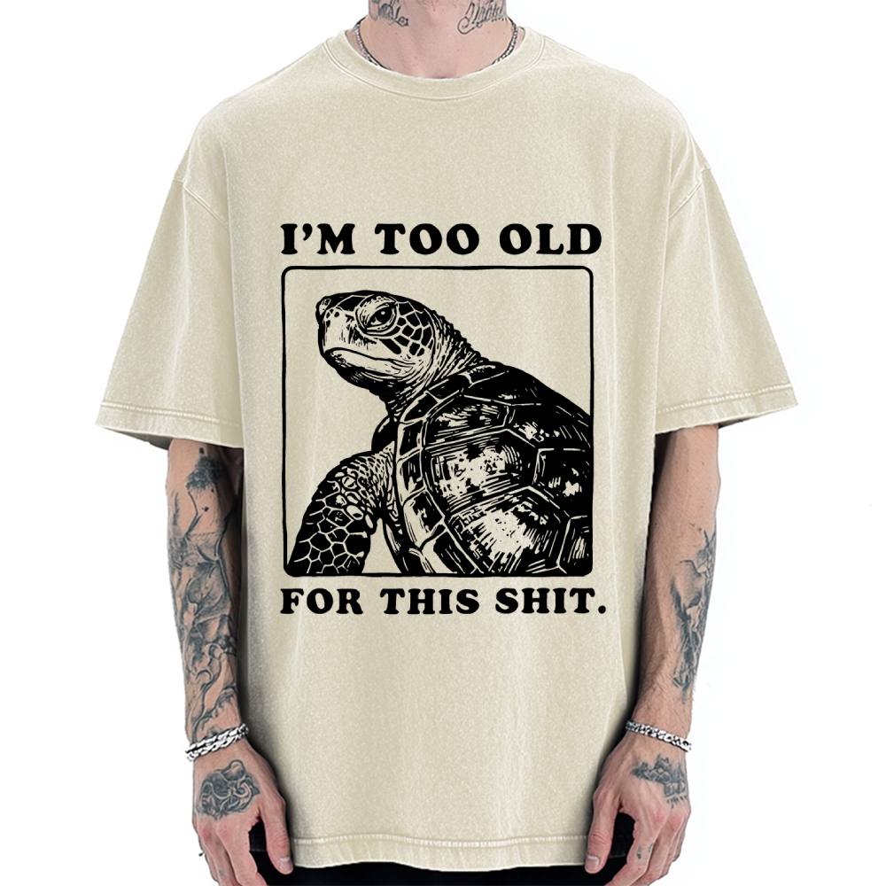 Unisex Turtle I Quit Meme Energy Printed Washed Tee
