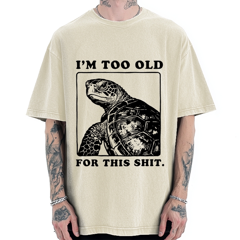Unisex Turtle I Quit Meme Energy Printed Washed Tee