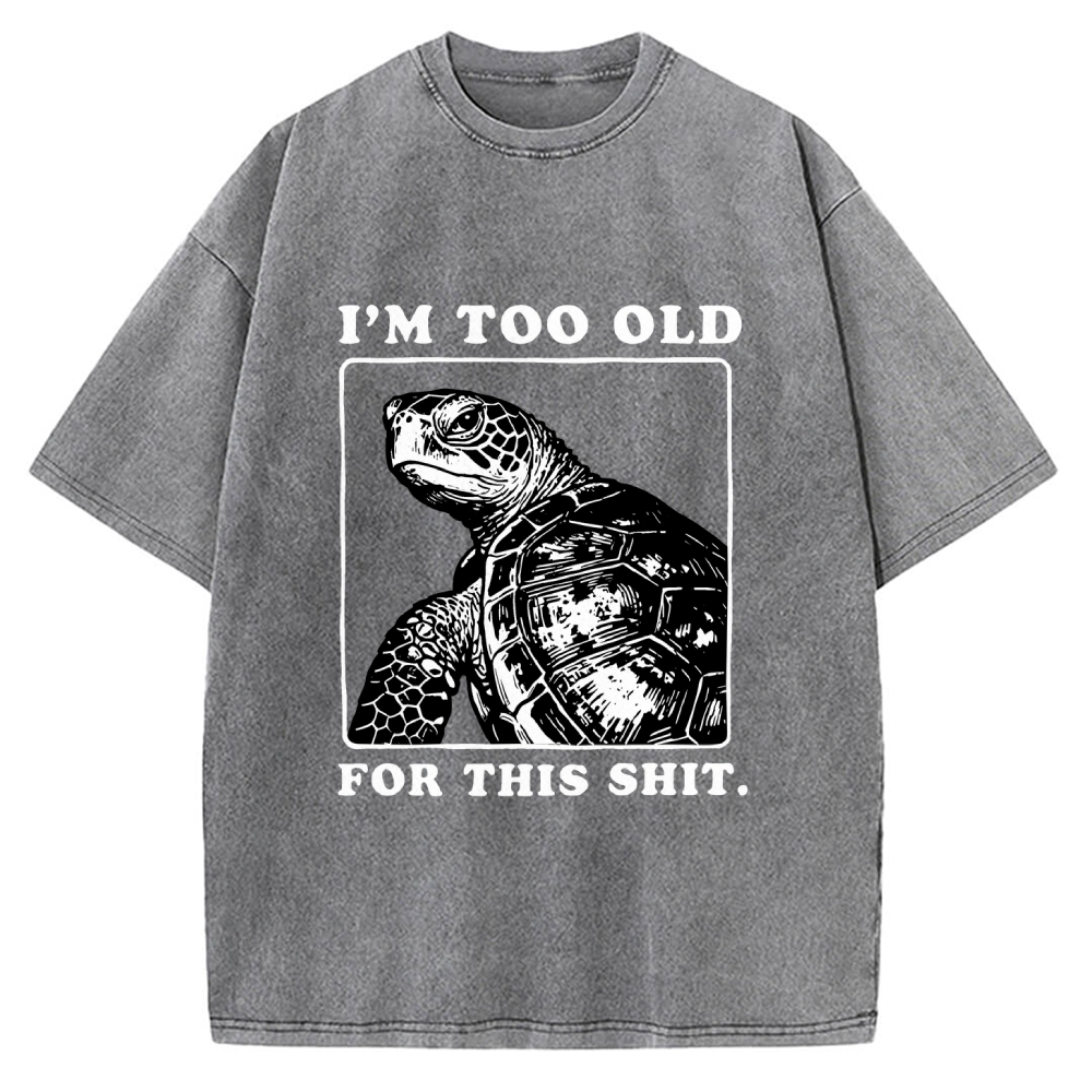 Unisex Turtle I Quit Meme Energy Printed Washed Tee