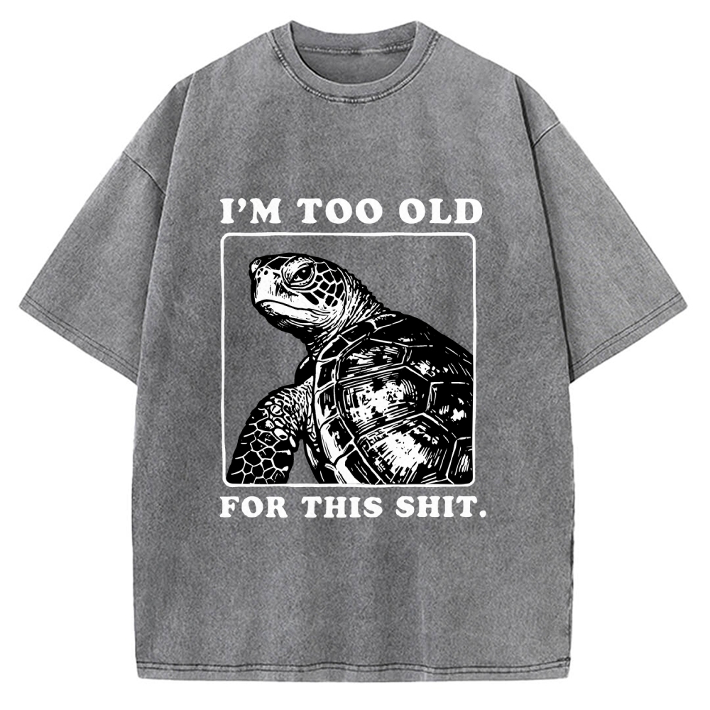Unisex Turtle I Quit Meme Energy Printed Washed Tee