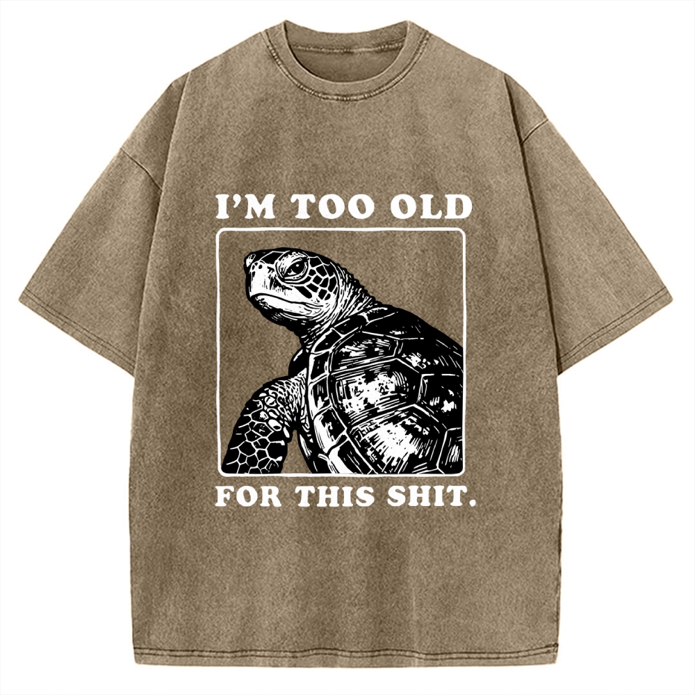 Unisex Turtle I Quit Meme Energy Printed Washed Tee